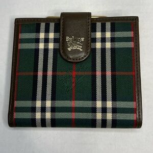 vintage Burberrys Green‎ Nova check bi-fold kiss lock wallet